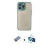 MARSİLYAN™- iPhone 13 Pro Max Kılıf Ahenk Çizgi Serisi - Siyah 3D Antistatik Cam Ekran Koruyucu + Shine Kamera Lens Koruma Cam - PE