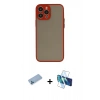 MARSİLYAN™- iPhone 13 Pro Max Kılıf Ahenk Çizgi Serisi - Siyah 3D Antistatik Cam Ekran Koruyucu + Shine Kamera Lens Koruma Cam - MI