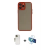 MARSİLYAN™- iPhone 13 Pro Max Kılıf Ahenk Çizgi Serisi - Siyah 3D Antistatik Cam Ekran Koruyucu + Shine Kamera Lens - GD