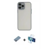 MARSİLYAN™- iPhone 13 Pro Max Kılıf Ahenk Çizgi Serisi - Siyah 3D Antistatik Cam Ekran Koruyucu + Shine Kamera Lens Koruma Cam - GI
