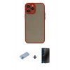 MARSİLYAN™- iPhone 13 Pro Max Kılıf Ahenk Çizgi Serisi - Siyah 3D Antistatik Hayalet Cam Ekran Koruyucu + Shine Kamera Lens Koruma Cam - MI