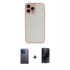 MARSİLYAN™- iPhone 13 Pro Max Kılıf Ahenk Çizgi Serisi - Siyah 3D Antistatik Hayalet Cam Ekran Koruyucu + Neon Fosforlu Kamera Lens - MI