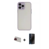 MARSİLYAN™- iPhone 13 Pro Max Kılıf Ahenk Çizgi Serisi - Siyah 3D Antistatik Hayalet Cam Ekran Koruyucu + Rainbow Kamera Lens Koruma Cam - KI