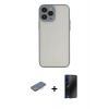 MARSİLYAN™- iPhone 13 Pro Max Kılıf Ahenk Çizgi Serisi - Siyah 3D Antistatik Hayalet Cam Ekran Koruyucu + Renkli Kamera Lens Koruma Cam - MI