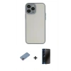 MARSİLYAN™- iPhone 13 Pro Max Kılıf Ahenk Çizgi Serisi - Siyah 3D Antistatik Hayalet Cam Ekran Koruyucu + Shine Kamera Lens Koruma Cam - PE