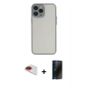 MARSİLYAN™- iPhone 13 Pro Max Kılıf Ahenk Çizgi Serisi - Siyah 3D Antistatik Hayalet Cam Ekran Koruyucu + Pers Alüminyum Kamera Lens - KI