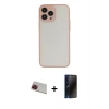 MARSİLYAN™- iPhone 13 Pro Max Kılıf Ahenk Çizgi Serisi - Siyah 3D Antistatik Hayalet Cam Ekran Koruyucu + Rainbow Kamera Lens Koruma Cam - KI