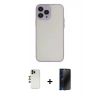 MARSİLYAN™- iPhone 13 Pro Max Kılıf Ahenk Çizgi Serisi - Siyah 3D Antistatik Hayalet Cam Ekran Koruyucu + Shine Kamera Lens - GD