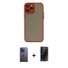 MARSİLYAN™- iPhone 13 Pro Max Kılıf Ahenk Çizgi Serisi - Siyah 3D Antistatik Hayalet Cam Ekran Koruyucu + Neon Fosforlu Kamera Lens - MI