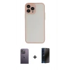 MARSİLYAN™- iPhone 13 Pro Max Kılıf Ahenk Çizgi Serisi - Siyah 3D Antistatik Hayalet Cam Ekran Koruyucu + Neon Fosforlu Kamera Lens - BZ