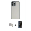 MARSİLYAN™- iPhone 13 Pro Max Kılıf Ahenk Çizgi Serisi - Siyah 3D Antistatik Hayalet Cam Ekran Koruyucu + Rainbow Kamera Lens Koruma Cam - MR