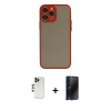 MARSİLYAN™- iPhone 13 Pro Max Kılıf Ahenk Çizgi Serisi - Siyah 3D Antistatik Hayalet Cam Ekran Koruyucu + Shine Kamera Lens - GD