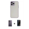 MARSİLYAN™- iPhone 13 Pro Max Kılıf Ahenk Çizgi Serisi - Siyah 3D Antistatik Hayalet Cam Ekran Koruyucu + Neon Fosforlu Kamera Lens - BZ