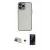 MARSİLYAN™- iPhone 13 Pro Max Kılıf Ahenk Çizgi Serisi - Siyah 3D Antistatik Hayalet Cam Ekran Koruyucu + Rainbow Kamera Lens Koruma Cam - MI