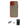 MARSİLYAN™- iPhone 13 Pro Max Kılıf Ahenk Çizgi Serisi - Siyah 3D Antistatik Hayalet Cam Ekran Koruyucu + Renkli Kamera Lens Koruma Cam - YL