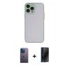 MARSİLYAN™- iPhone 13 Pro Max Kılıf Ahenk Çizgi Serisi - Siyah 3D Antistatik Hayalet Cam Ekran Koruyucu + Neon Fosforlu Kamera Lens - MI