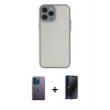 MARSİLYAN™- iPhone 13 Pro Max Kılıf Ahenk Çizgi Serisi - Siyah 3D Antistatik Hayalet Cam Ekran Koruyucu + Neon Fosforlu Kamera Lens - MI