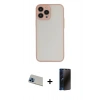 MARSİLYAN™- iPhone 13 Pro Max Kılıf Ahenk Çizgi Serisi - Siyah 3D Antistatik Hayalet Cam Ekran Koruyucu + Rainbow Kamera Lens Koruma Cam - MI