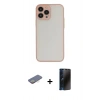 MARSİLYAN™- iPhone 13 Pro Max Kılıf Ahenk Çizgi Serisi - Siyah 3D Antistatik Hayalet Cam Ekran Koruyucu + Renkli Kamera Lens Koruma Cam - SI