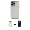 MARSİLYAN™- iPhone 13 Pro Max Kılıf Ahenk Çizgi Serisi - Siyah 3D Antistatik Hayalet Cam Ekran Koruyucu + Shine Kamera Lens - GD