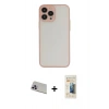 MARSİLYAN™- iPhone 13 Pro Max Kılıf Ahenk Çizgi Serisi - Siyah 6D Mat Seramik Hayalet Nano Ekran Koruyucu + Mor Rainbow Kamera Lens Koruma Cam