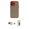MARSİLYAN™- iPhone 13 Pro Max Kılıf Ahenk Çizgi Serisi - Siyah 6D Mat Seramik Hayalet Nano Ekran Koruyucu + Rainbow Kamera Lens Koruma Cam - KI