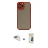 MARSİLYAN™- iPhone 13 Pro Max Kılıf Ahenk Çizgi Serisi - Siyah 6D Mat Seramik Hayalet Nano Ekran Koruyucu + Pers Alüminyum Kamera Lens - GD