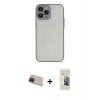 MARSİLYAN™- iPhone 13 Pro Max Kılıf Ahenk Çizgi Serisi - Siyah 6D Mat Seramik Hayalet Nano Ekran Koruyucu + Rainbow Kamera Lens Koruma Cam - KI