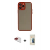 MARSİLYAN™- iPhone 13 Pro Max Kılıf Ahenk Çizgi Serisi - Siyah 6D Mat Seramik Hayalet Nano Ekran Koruyucu + Pers Alüminyum Kamera Lens - KI