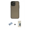 MARSİLYAN™- iPhone 13 Pro Max Kılıf Ahenk Çizgi Serisi - Siyah 6D Mat Seramik Hayalet Nano Ekran Koruyucu + Shine Kamera Lens Koruma Cam - MI