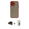 MARSİLYAN™- iPhone 13 Pro Max Kılıf Ahenk Çizgi Serisi - Siyah 6D Mat Seramik Hayalet Nano Ekran Koruyucu + Raze Metal Kamera Lens - GD