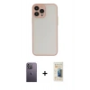 MARSİLYAN™- iPhone 13 Pro Max Kılıf Ahenk Çizgi Serisi - Siyah 6D Mat Seramik Hayalet Nano Ekran Koruyucu + Neon Fosforlu Kamera Lens - BZ