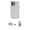 MARSİLYAN™- iPhone 13 Pro Max Kılıf Ahenk Çizgi Serisi - Siyah 6D Mat Seramik Hayalet Nano Ekran Koruyucu + Mor Rainbow Kamera Lens Koruma Cam