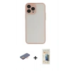 MARSİLYAN™- iPhone 13 Pro Max Kılıf Ahenk Çizgi Serisi - Siyah 6D Mat Seramik Hayalet Nano Ekran Koruyucu + Renkli Kamera Lens Koruma Cam - TU