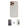MARSİLYAN™- iPhone 13 Pro Max Kılıf Ahenk Çizgi Serisi - Siyah 6D Mat Seramik Hayalet Nano Ekran Koruyucu + Neon Fosforlu Kamera Lens - YL