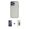 MARSİLYAN™- iPhone 13 Pro Max Kılıf Ahenk Çizgi Serisi - Siyah 6D Mat Seramik Hayalet Nano Ekran Koruyucu + Neon Fosforlu Kamera Lens - MI
