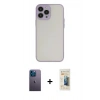 MARSİLYAN™- iPhone 13 Pro Max Kılıf Ahenk Çizgi Serisi - Siyah 6D Mat Seramik Hayalet Nano Ekran Koruyucu + Neon Fosforlu Kamera Lens - MI