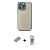 MARSİLYAN™- iPhone 13 Pro Max Kılıf Ahenk Çizgi Serisi - Siyah Bilvis 3D Cam Ekran Koruyucu + Shine Kamera Lens Koruma Cam - GI