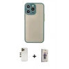 MARSİLYAN™- iPhone 13 Pro Max Kılıf Ahenk Çizgi Serisi - Siyah Bilvis 3D Cam Ekran Koruyucu + Shine Kamera Lens - GD