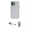 MARSİLYAN™- iPhone 13 Pro Max Kılıf Ahenk Çizgi Serisi - Siyah Bilvis 3D Cam Ekran Koruyucu + Lacivert Pers Alüminyum Kamera Lens