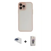 MARSİLYAN™- iPhone 13 Pro Max Kılıf Ahenk Çizgi Serisi - Siyah Bilvis 3D Cam Ekran Koruyucu + Lacivert Pers Alüminyum Kamera Lens