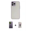 MARSİLYAN™- iPhone 13 Pro Max Kılıf Ahenk Çizgi Serisi - Siyah Bilvis 3D Cam Ekran Koruyucu + Neon Fosforlu Kamera Lens - YL