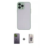 MARSİLYAN™- iPhone 13 Pro Max Kılıf Ahenk Çizgi Serisi - Siyah Bilvis 3D Cam Ekran Koruyucu + Neon Fosforlu Kamera Lens - YL