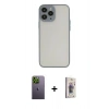 MARSİLYAN™- iPhone 13 Pro Max Kılıf Ahenk Çizgi Serisi - Siyah Bilvis 3D Cam Ekran Koruyucu + Neon Fosforlu Kamera Lens - YL