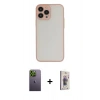 MARSİLYAN™- iPhone 13 Pro Max Kılıf Ahenk Çizgi Serisi - Siyah Bilvis 3D Cam Ekran Koruyucu + Neon Fosforlu Kamera Lens - YL