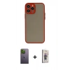 MARSİLYAN™- iPhone 13 Pro Max Kılıf Ahenk Çizgi Serisi - Siyah Bilvis 3D Cam Ekran Koruyucu + Neon Fosforlu Kamera Lens - YL