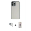 MARSİLYAN™- iPhone 13 Pro Max Kılıf Ahenk Çizgi Serisi - Siyah Bilvis 3D Cam Ekran Koruyucu + Pers Alüminyum Kamera Lens - SABE