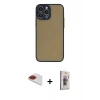 MARSİLYAN™- iPhone 13 Pro Max Kılıf Ahenk Çizgi Serisi - Siyah Bilvis 3D Cam Ekran Koruyucu + Pers Alüminyum Kamera Lens - KI