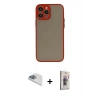 MARSİLYAN™- iPhone 13 Pro Max Kılıf Ahenk Çizgi Serisi - Siyah Bilvis 3D Cam Ekran Koruyucu + Pers Alüminyum Kamera Lens - SABE