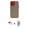 MARSİLYAN™- iPhone 13 Pro Max Kılıf Ahenk Çizgi Serisi - Siyah Bilvis 3D Cam Ekran Koruyucu + Pers Alüminyum Kamera Lens - KI